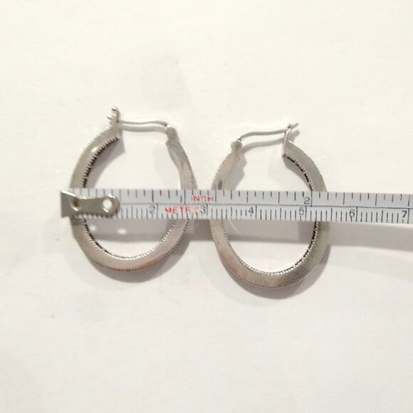 925 Sterling Silver Round Hoop Huggie Earrings Pink Sapphires Marcasites Signed - Picture 11 of 15